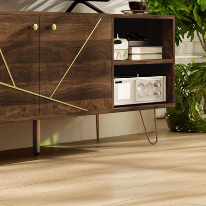 HOMCOM TV Stand Cabinet for up to 60 Inch TV, Modern 130cm TV Unit with Adjustable Shelves and Hairpin Legs, Double Door TV Cabinet for Living Room, Bedroom, Brown Additional View 9