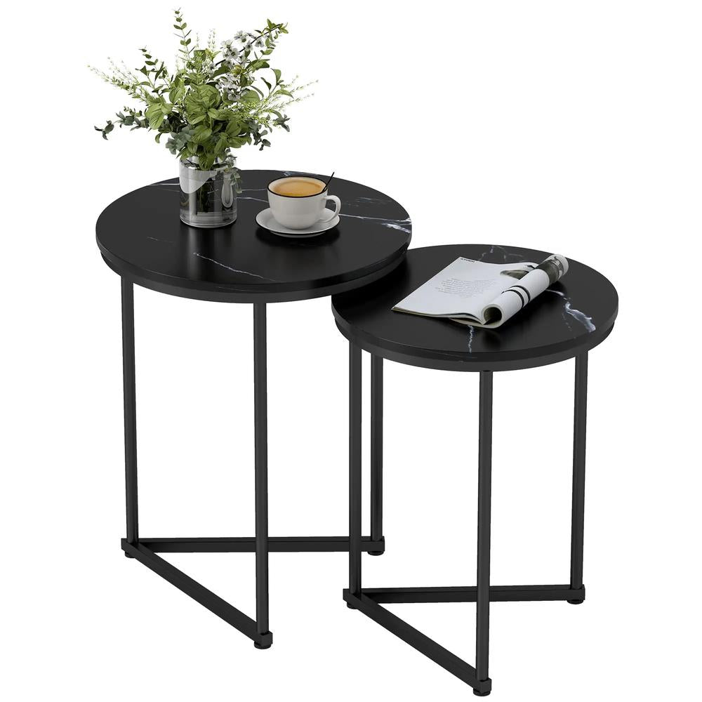 HOMCOM Set of Two Marble-Effect Nest of Tables Additional View 11