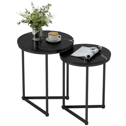 HOMCOM Set of Two Marble-Effect Nest of Tables Additional View 11