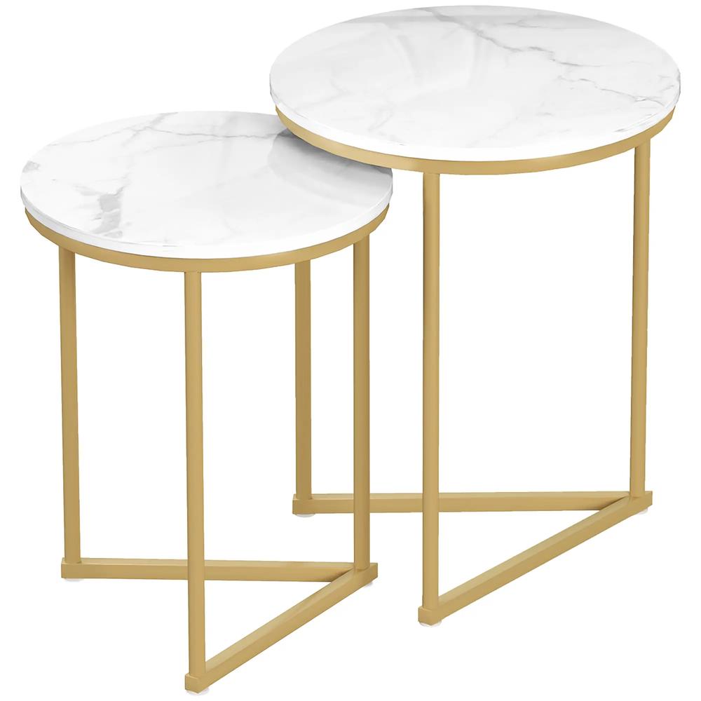 HOMCOM Set of Two Marble-Effect Nest of Tables Additional View 12