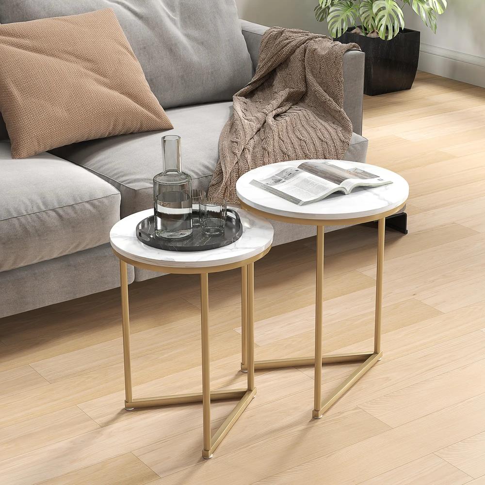 HOMCOM Set of Two Marble-Effect Nest of Tables Additional View 13