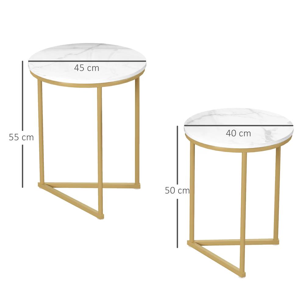 HOMCOM Set of Two Marble-Effect Nest of Tables Additional View 14