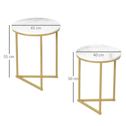 HOMCOM Set of Two Marble-Effect Nest of Tables Additional View 14