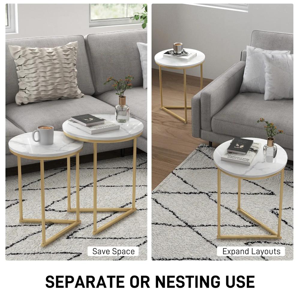 HOMCOM Set of Two Marble-Effect Nest of Tables Additional View 15