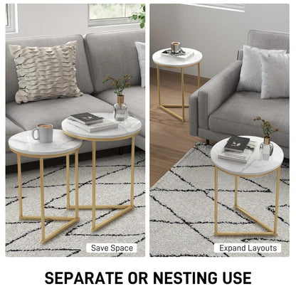 HOMCOM Set of Two Marble-Effect Nest of Tables Additional View 15