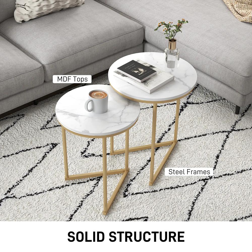 HOMCOM Set of Two Marble-Effect Nest of Tables Additional View 16