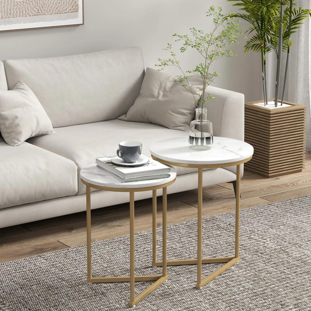 HOMCOM Set of Two Marble-Effect Nest of Tables Additional View 18
