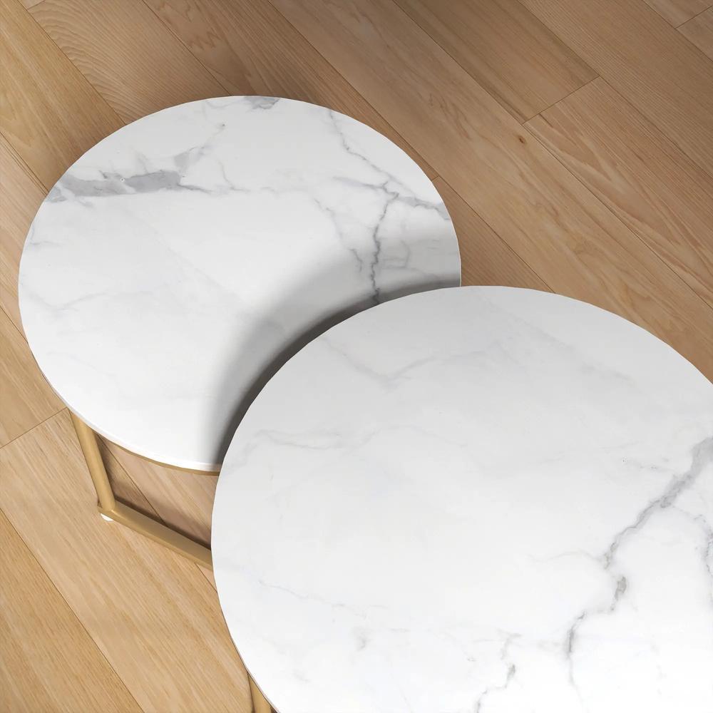 HOMCOM Set of Two Marble-Effect Nest of Tables Additional View 19