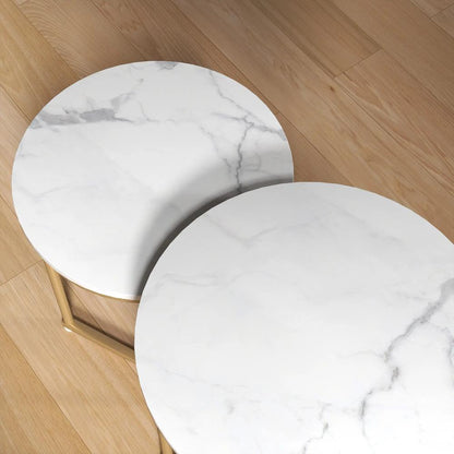 HOMCOM Set of Two Marble-Effect Nest of Tables Additional View 19