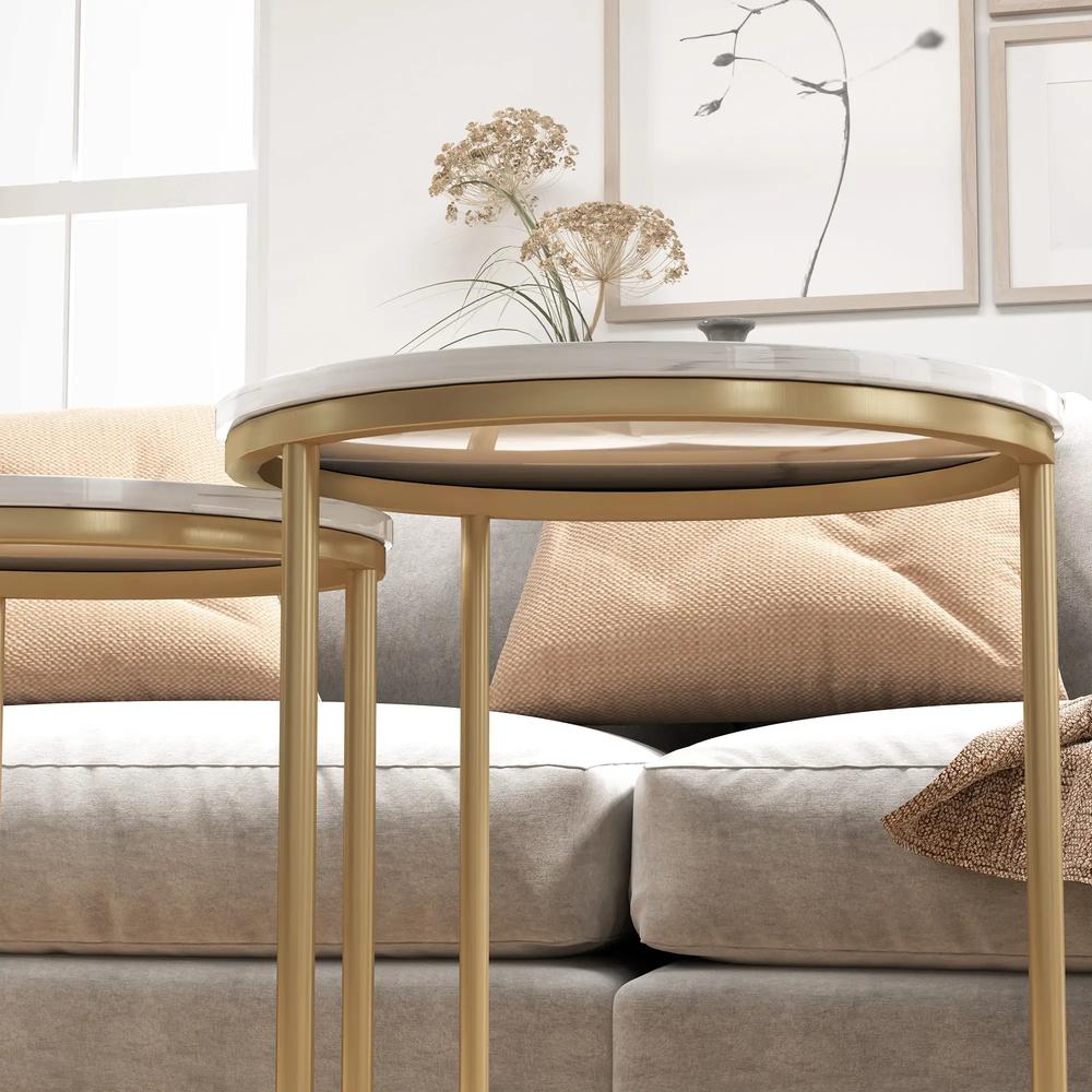 HOMCOM Set of Two Marble-Effect Nest of Tables Additional View 20
