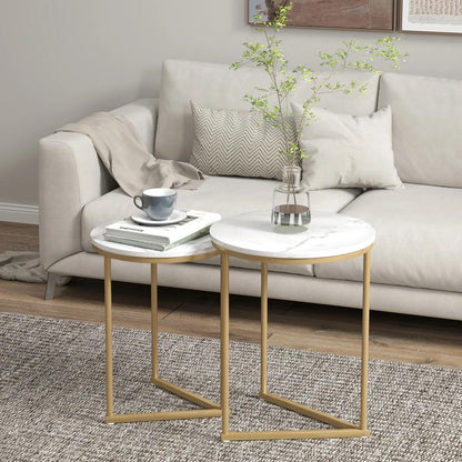 HOMCOM Set of Two Marble-Effect Nest of Tables Additional View 21