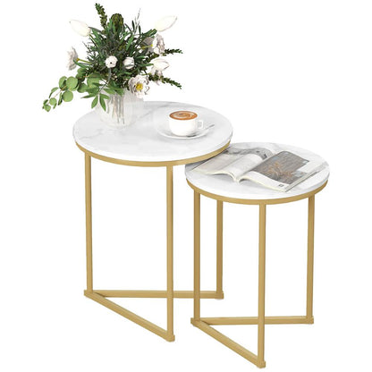 HOMCOM Set of Two Marble-Effect Nest of Tables Additional View 22