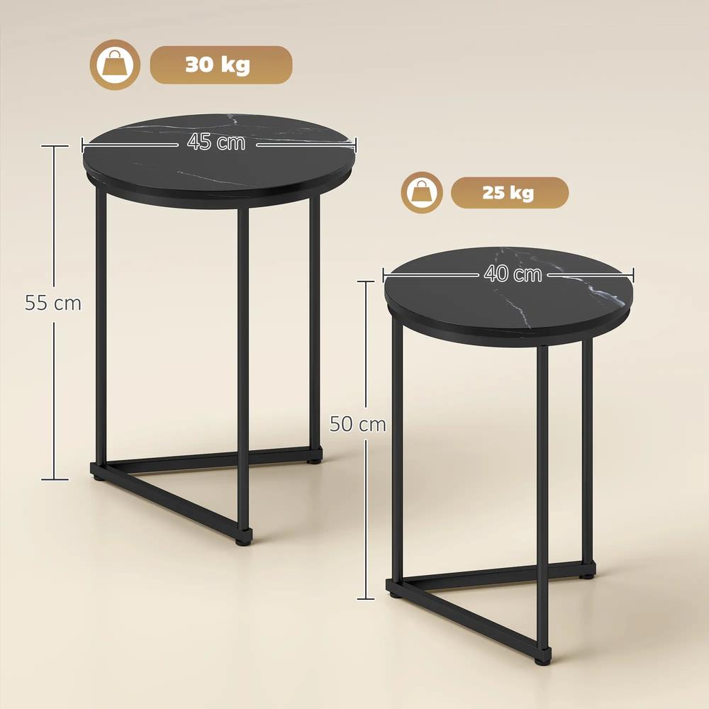 HOMCOM Set of Two Marble-Effect Nest of Tables Additional View 3