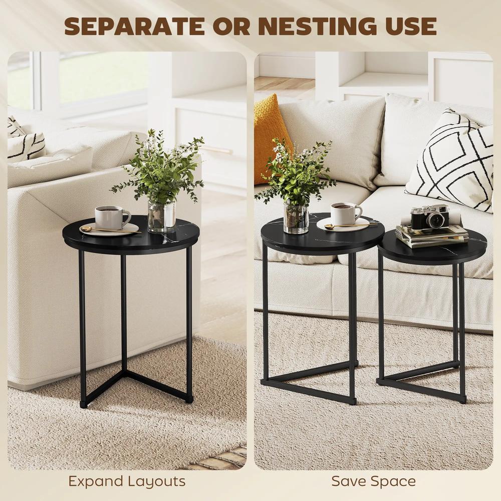 HOMCOM Set of Two Marble-Effect Nest of Tables Additional View 5