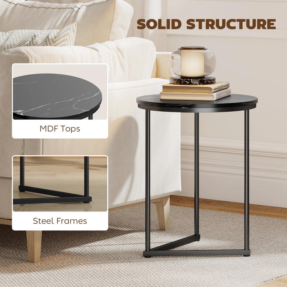 HOMCOM Set of Two Marble-Effect Nest of Tables Additional View 6