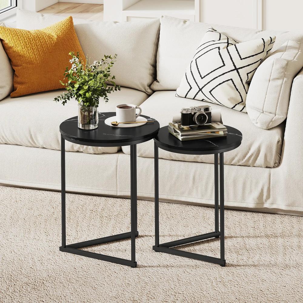 HOMCOM Set of Two Marble-Effect Nest of Tables Additional View 10