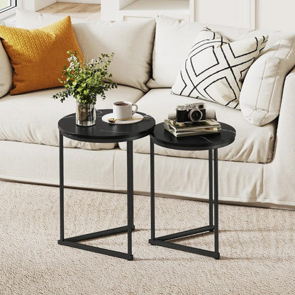 HOMCOM Set of Two Marble-Effect Nest of Tables Additional View 10