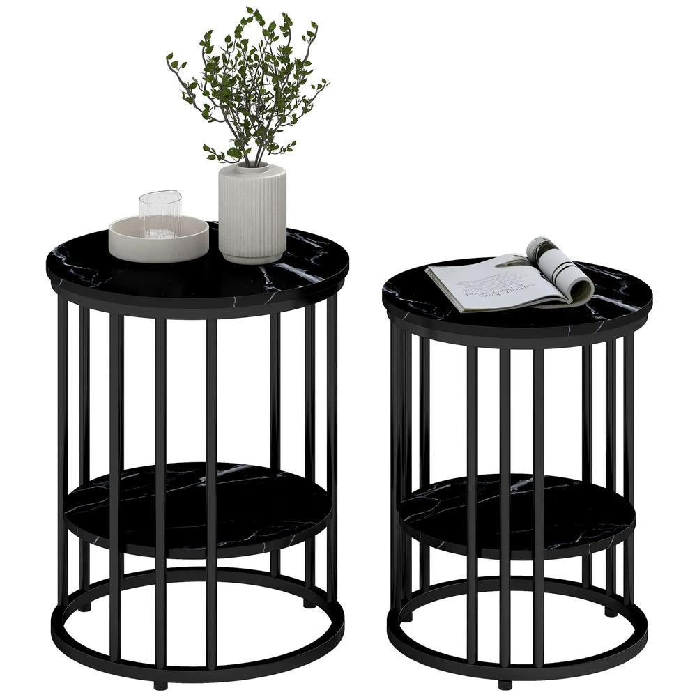 HOMCOM Set of Two Marble-Effect Coffee Tables Additional View 11