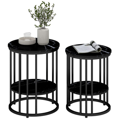 HOMCOM Set of Two Marble-Effect Coffee Tables Additional View 11