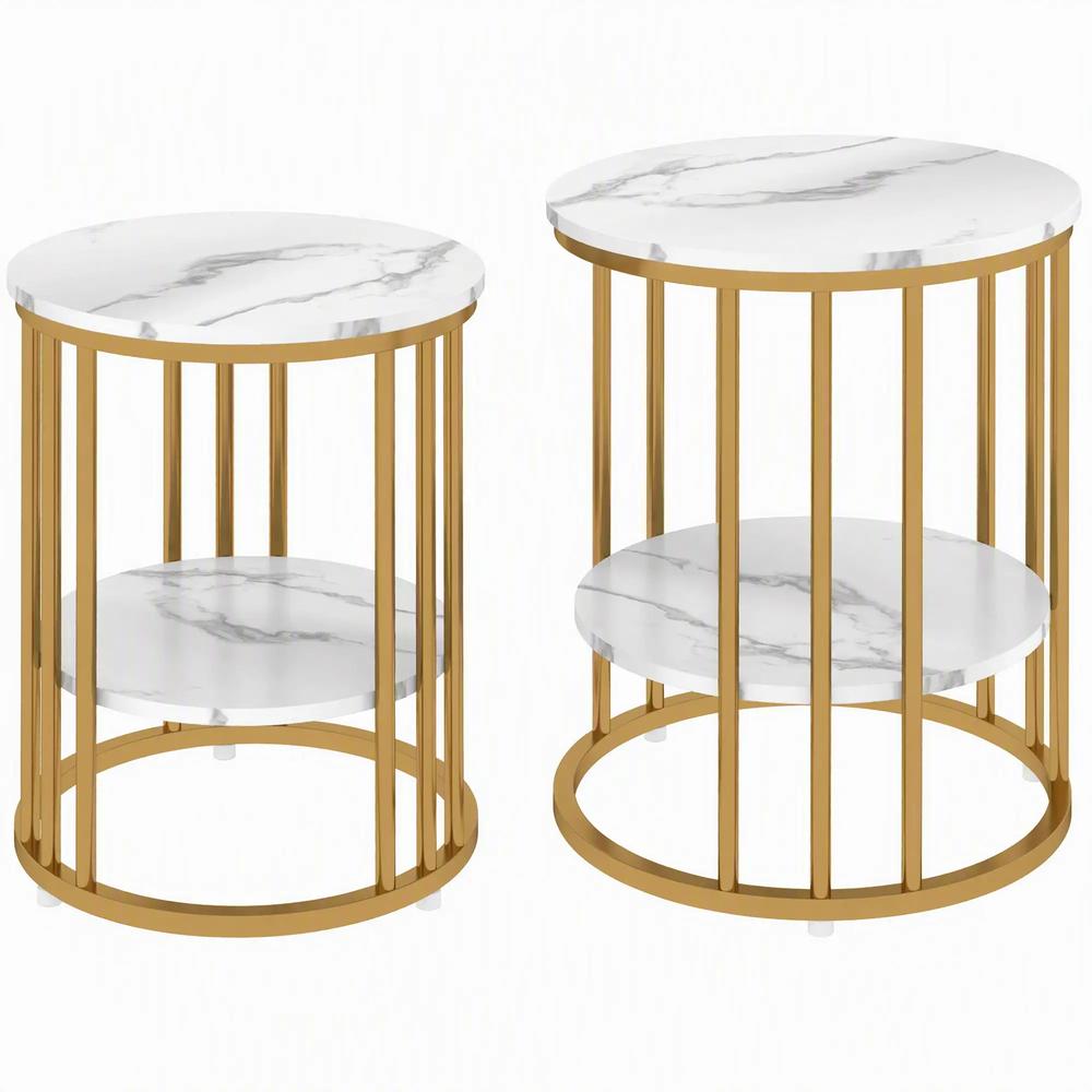 HOMCOM Set of Two Marble-Effect Coffee Tables Additional View 12