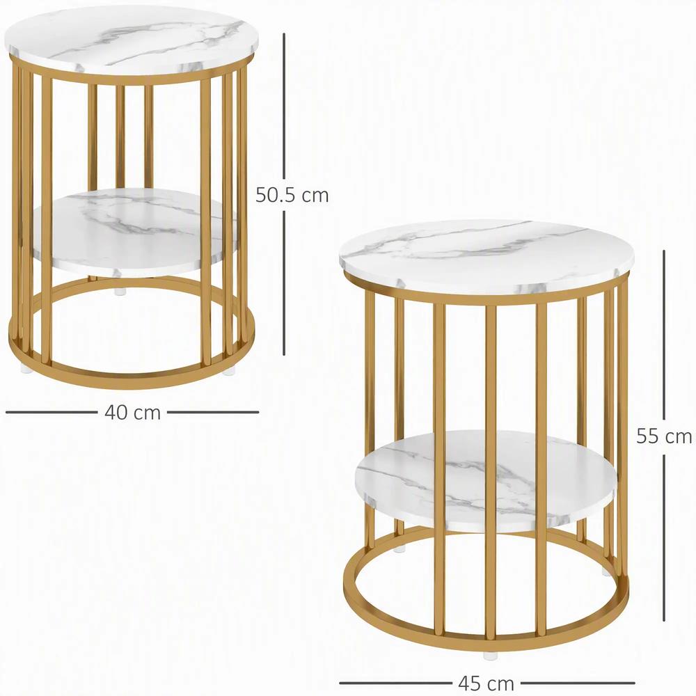 HOMCOM Set of Two Marble-Effect Coffee Tables Additional View 14
