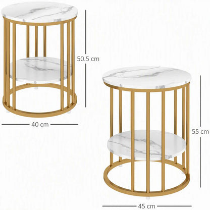 HOMCOM Set of Two Marble-Effect Coffee Tables Additional View 14