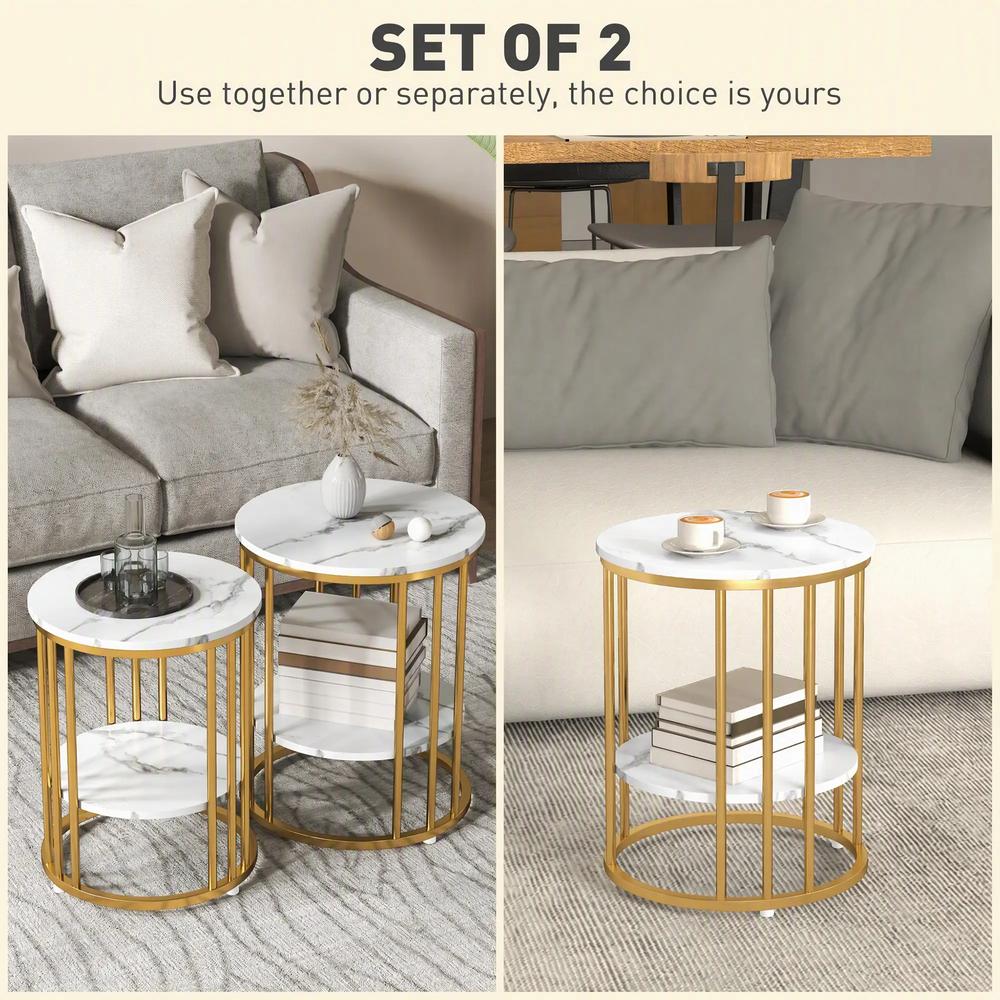 HOMCOM Set of Two Marble-Effect Coffee Tables Additional View 15