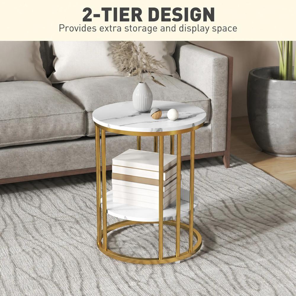 HOMCOM Set of Two Marble-Effect Coffee Tables Additional View 16