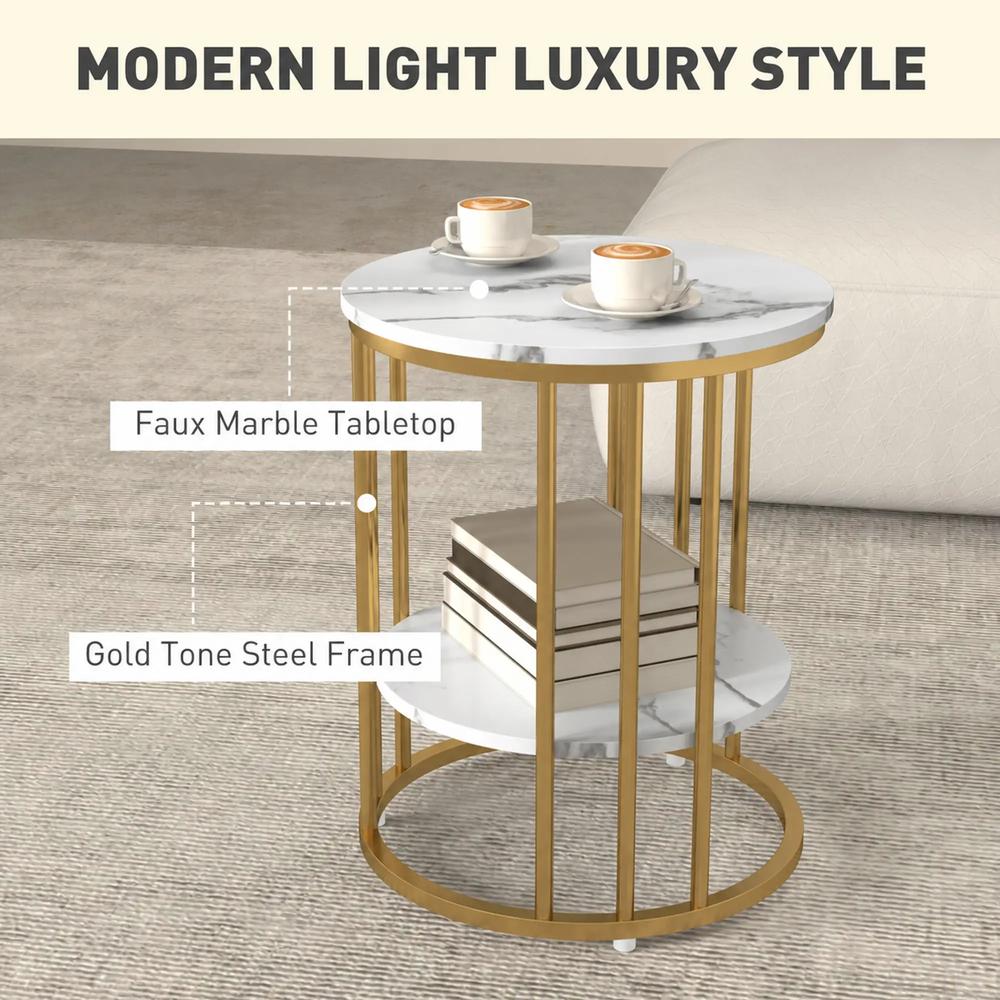 HOMCOM Set of Two Marble-Effect Coffee Tables Additional View 17