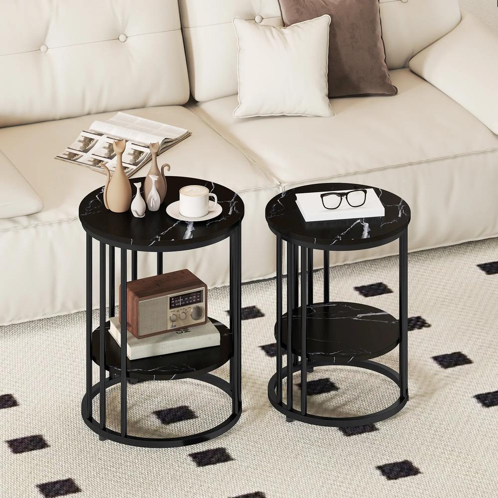 HOMCOM Set of Two Marble-Effect Coffee Tables Additional View 2