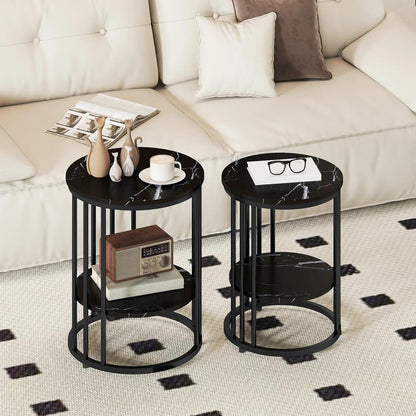 HOMCOM Set of Two Marble-Effect Coffee Tables Additional View 2