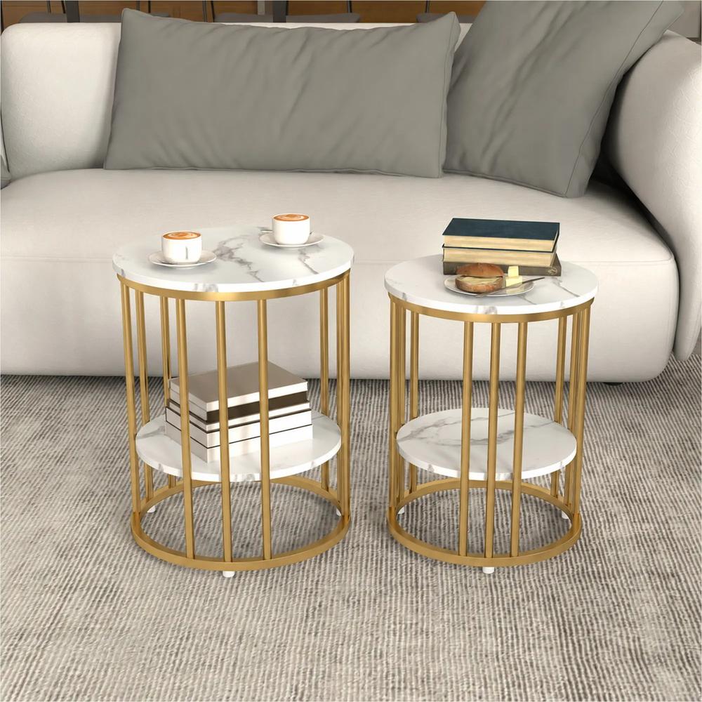 HOMCOM Set of Two Marble-Effect Coffee Tables Additional View 21