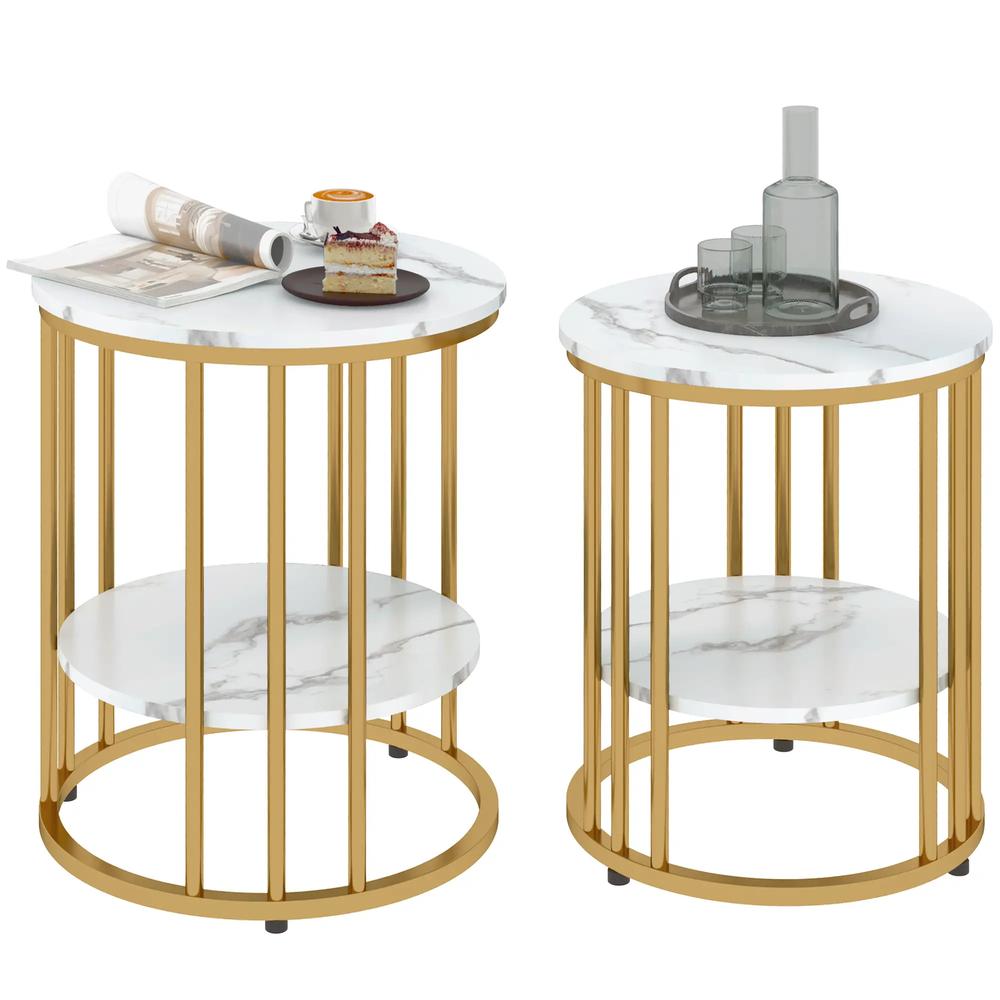 HOMCOM Set of Two Marble-Effect Coffee Tables Additional View 22