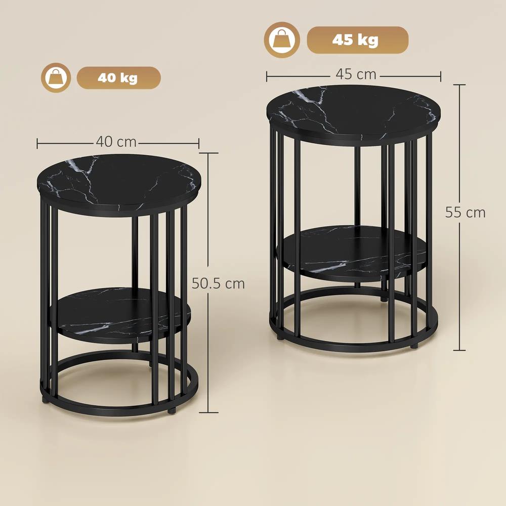 HOMCOM Set of Two Marble-Effect Coffee Tables Additional View 3