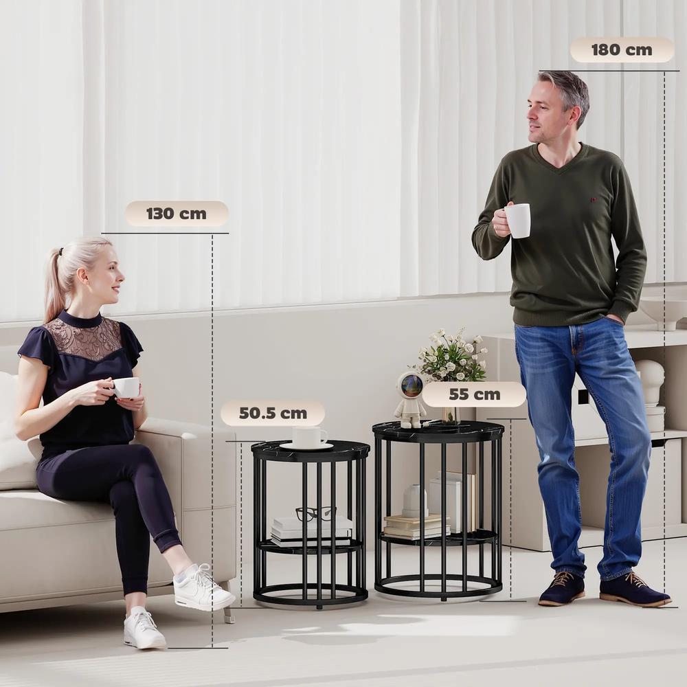 HOMCOM Set of Two Marble-Effect Coffee Tables Additional View 4