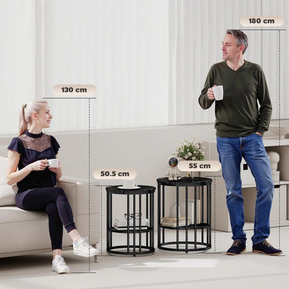 HOMCOM Set of Two Marble-Effect Coffee Tables Additional View 4