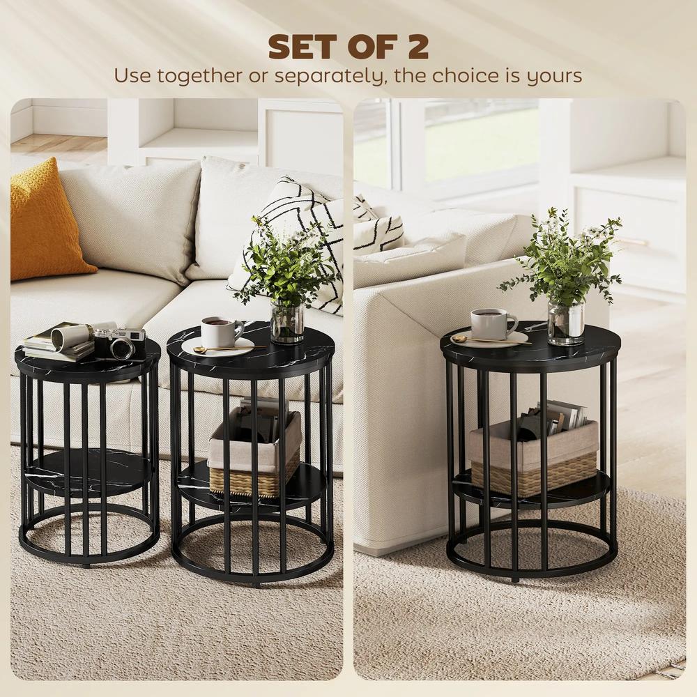 HOMCOM Set of Two Marble-Effect Coffee Tables Additional View 5
