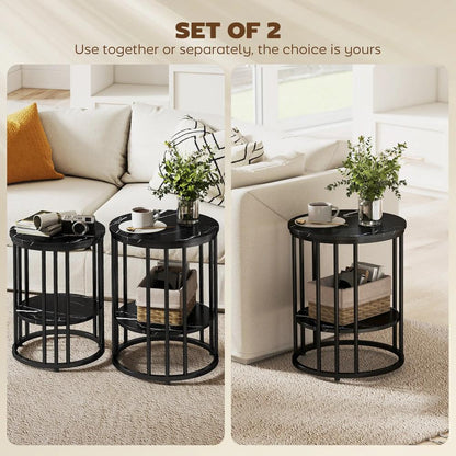 HOMCOM Set of Two Marble-Effect Coffee Tables Additional View 5