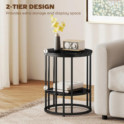 HOMCOM Set of Two Marble-Effect Coffee Tables Additional View 6