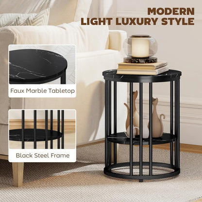 HOMCOM Set of Two Marble-Effect Coffee Tables Additional View 7