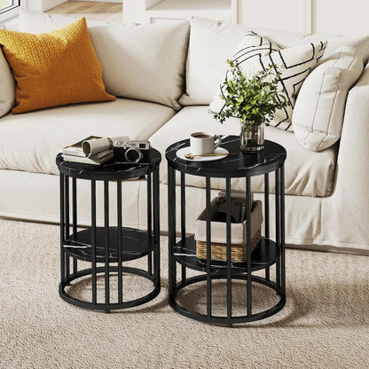 HOMCOM Set of Two Marble-Effect Coffee Tables Additional View 10