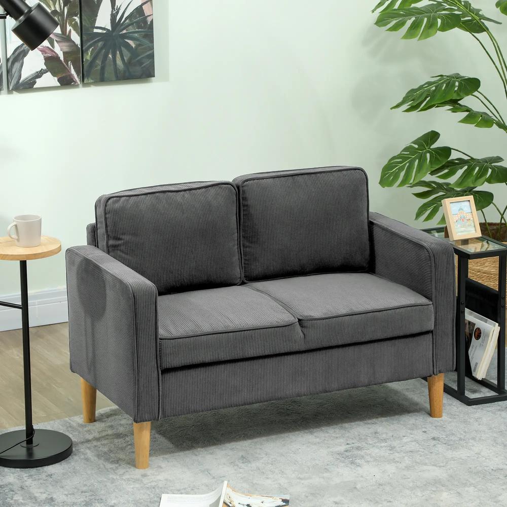 HOMCOM Small Two-Seater Corduroy Sofa Additional View 13