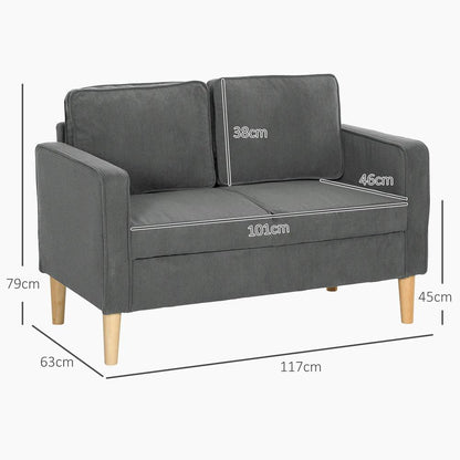 HOMCOM Small Two-Seater Corduroy Sofa Additional View 14