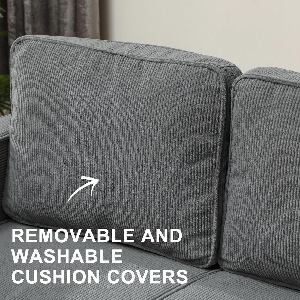 HOMCOM Small Two-Seater Corduroy Sofa Additional View 17
