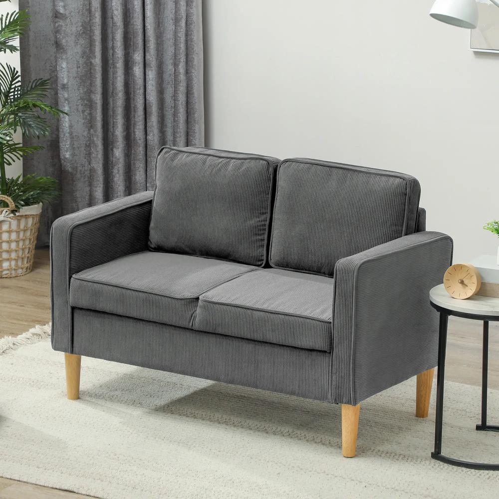 HOMCOM Small Two-Seater Corduroy Sofa Additional View 21