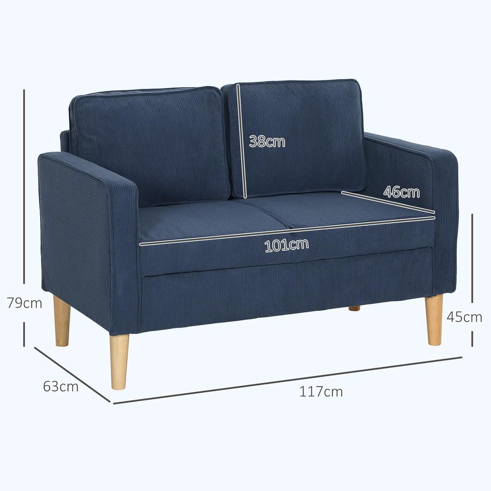 HOMCOM Small Two-Seater Corduroy Sofa Additional View 3