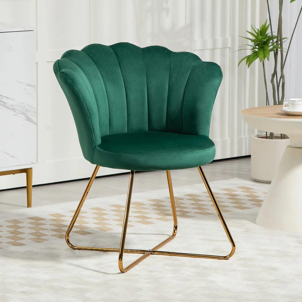 HOMCOM Velvet-Feel Lotus Petal Accent Chair Additional View 13