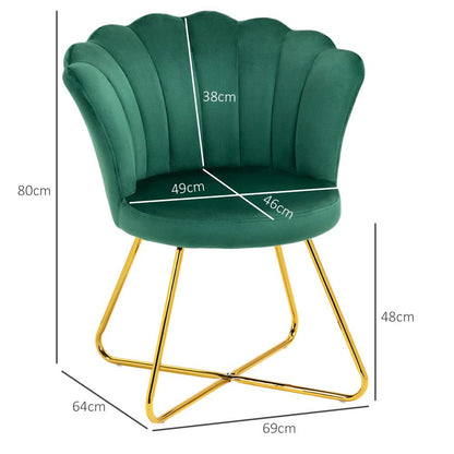 HOMCOM Velvet-Feel Lotus Petal Accent Chair Additional View 14