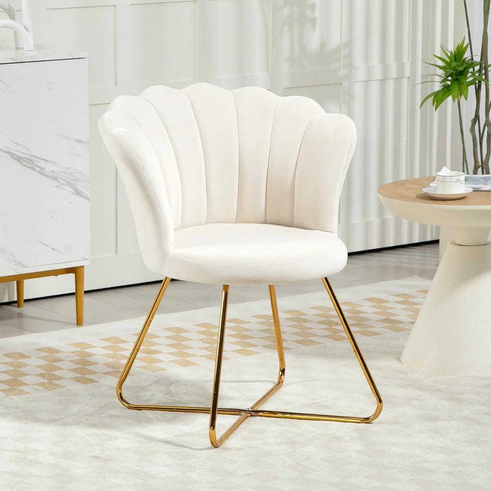 HOMCOM Velvet-Feel Lotus Petal Accent Chair Additional View 2
