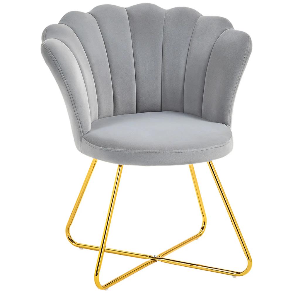 HOMCOM Velvet-Feel Lotus Petal Accent Chair Additional View 23